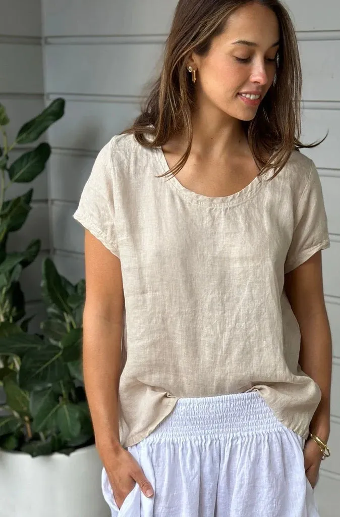 Frockk Ellie Round Neck Tee in Almond