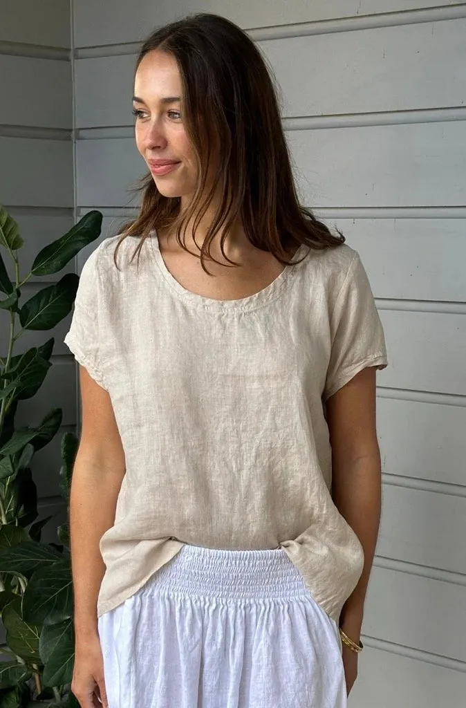 Frockk Ellie Round Neck Tee in Almond