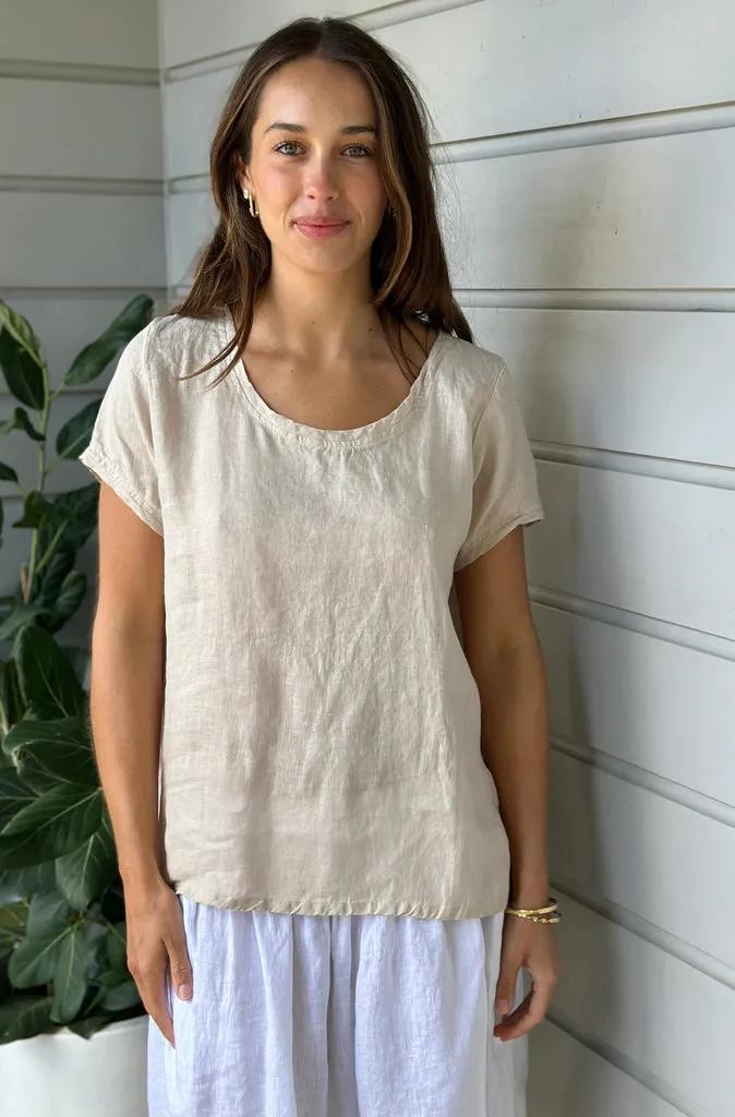 Frockk Ellie Round Neck Tee in Almond