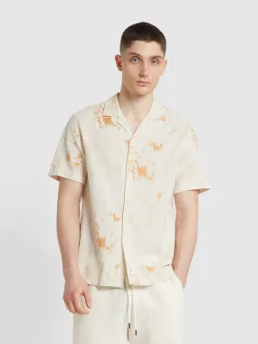 Gabrielle Digital Print Short Sleeve Shirt In Fog