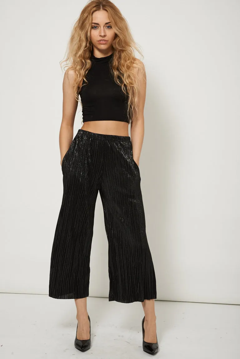 Glittery Pleated Flared Trousers Ex-Branded Plus Sizes Available