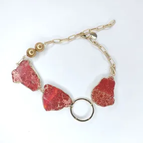 Gold Lined Red Agate Necklace