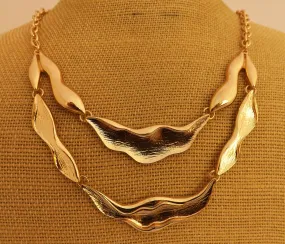 Gold Tone Multi Level Collar Necklace