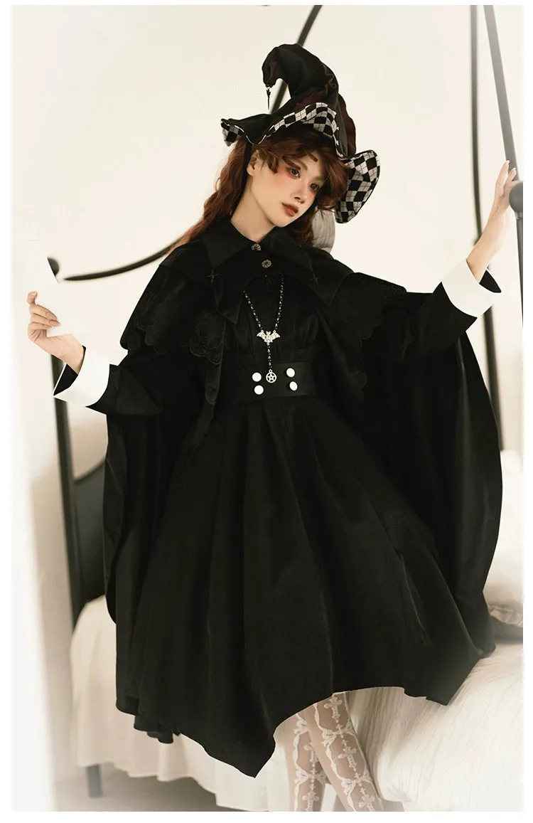 Gothic Lolita Cape Halloween Black Cloak Velvet Cape