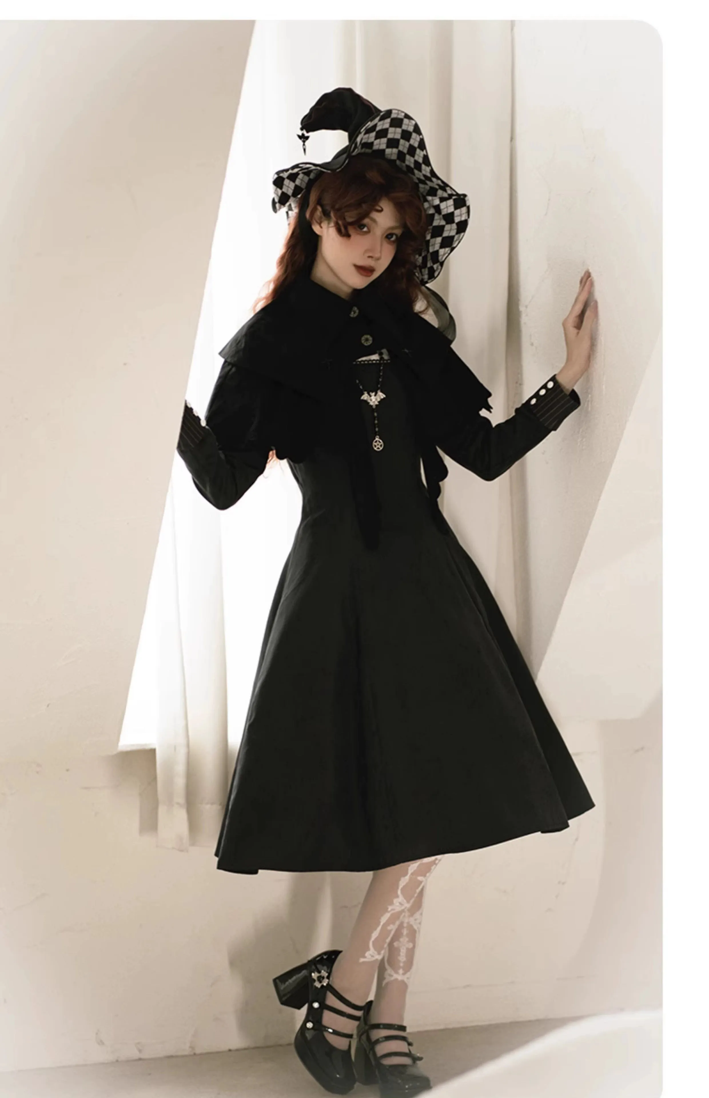 Gothic Lolita Cape Halloween Black Cloak Velvet Cape