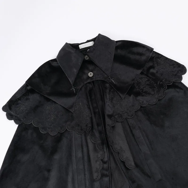 Gothic Lolita Cape Halloween Black Cloak Velvet Cape