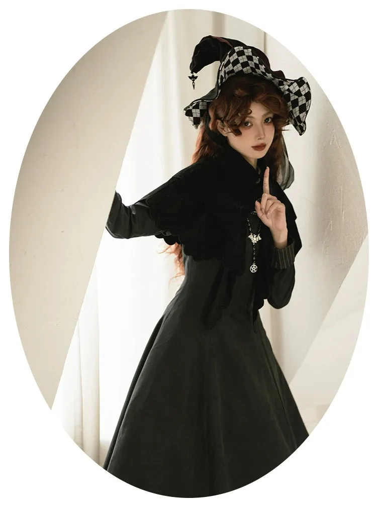 Gothic Lolita Cape Halloween Black Cloak Velvet Cape