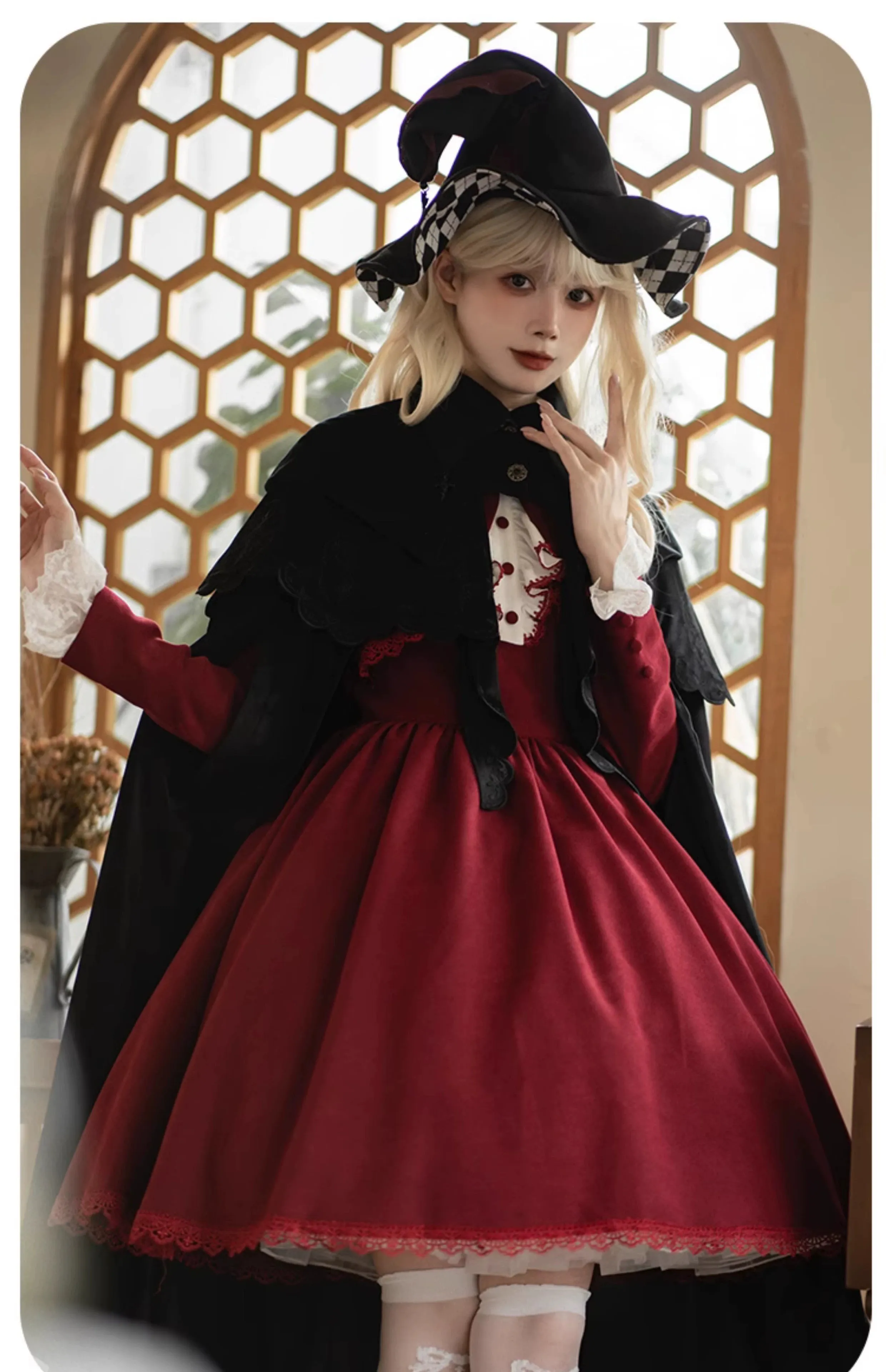 Gothic Lolita Cape Halloween Black Cloak Velvet Cape