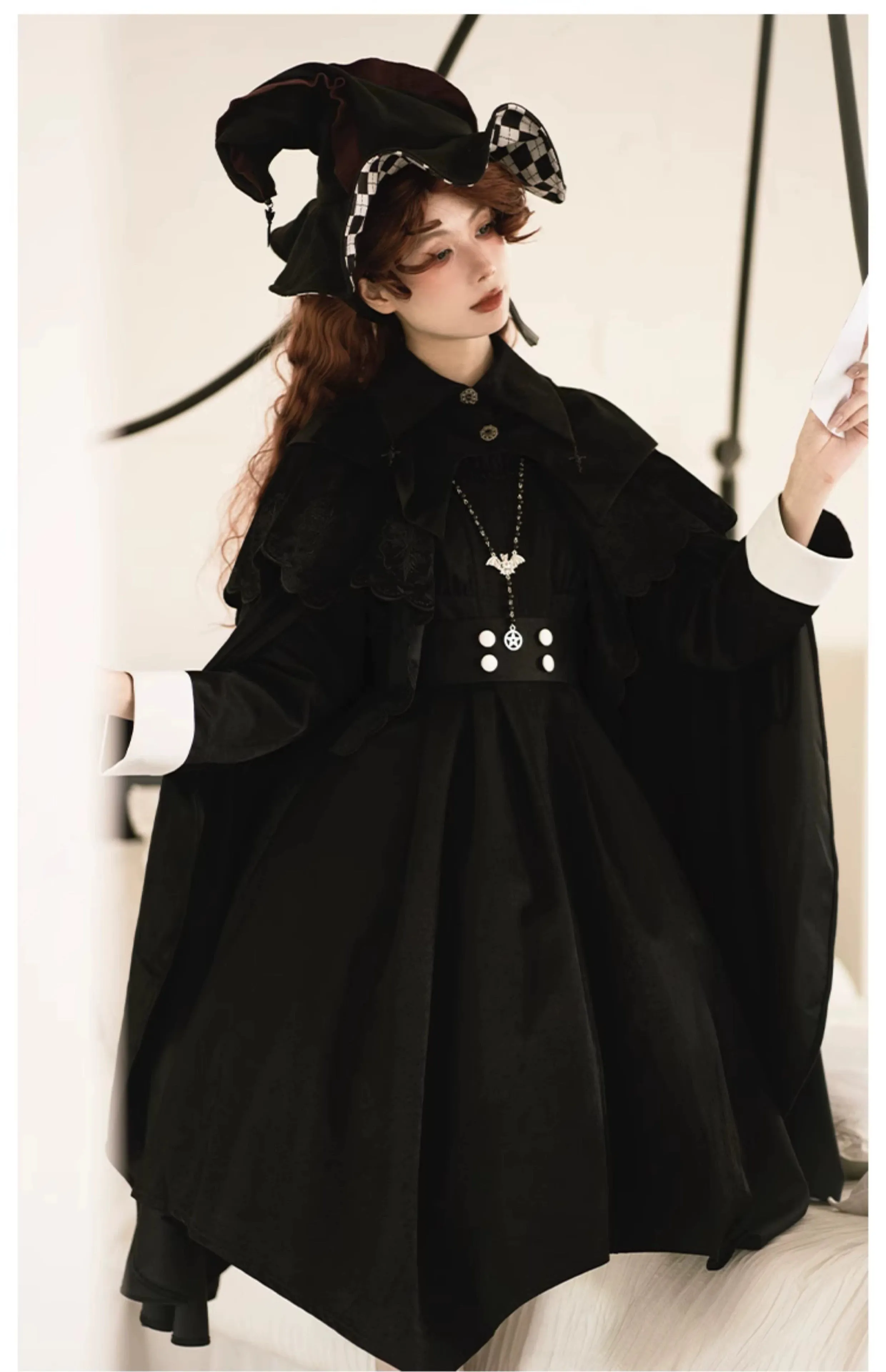 Gothic Lolita Cape Halloween Black Cloak Velvet Cape