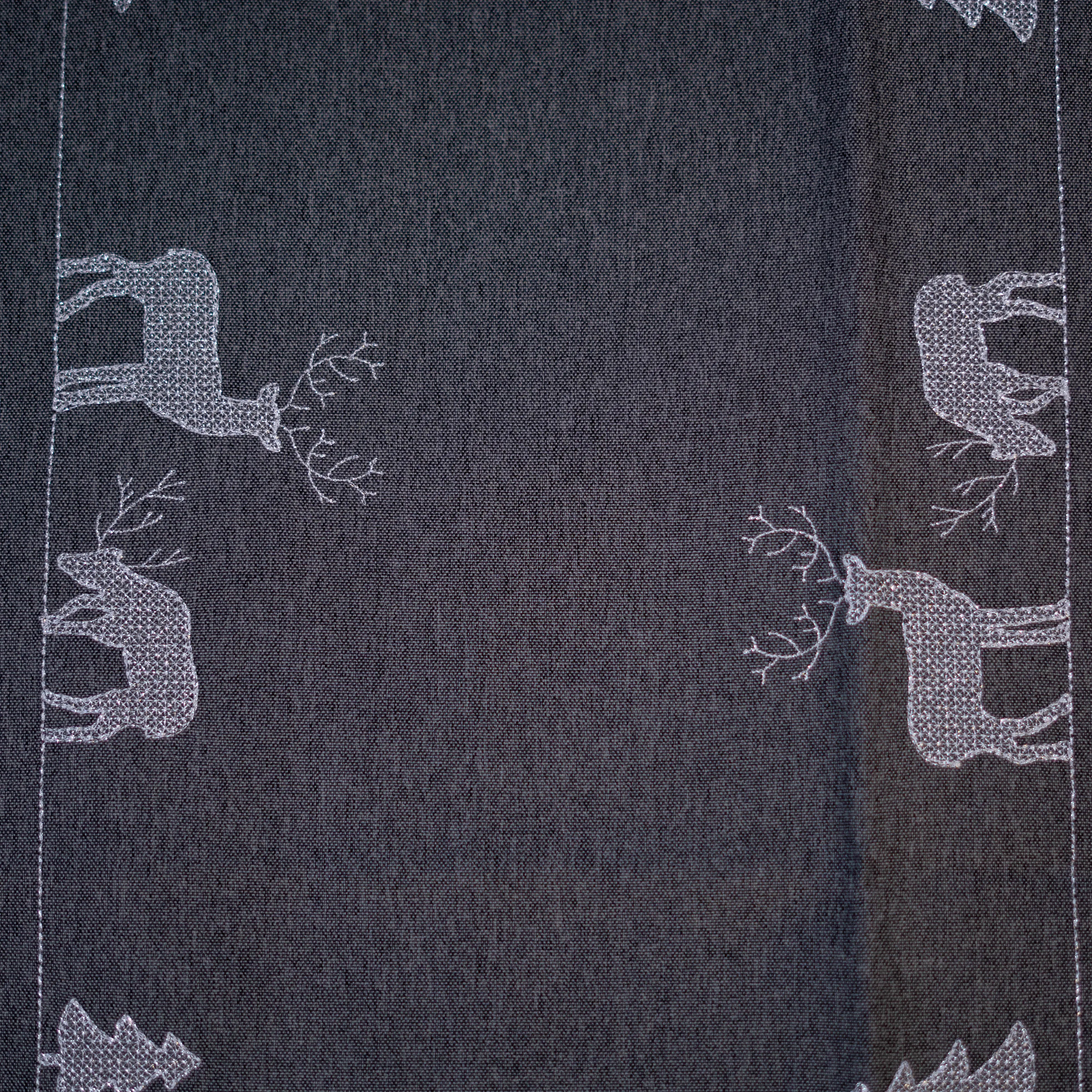 Gray Table Runner with Silver Winter Scene