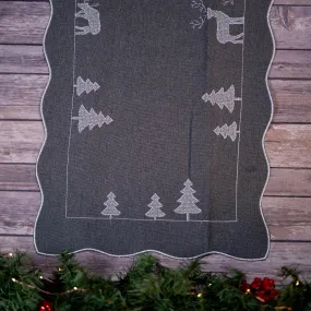 Gray Table Runner with Silver Winter Scene