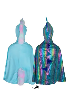 Great Pretenders Rainbow Reversible Unicorn Dragon Cape, Size 5-6