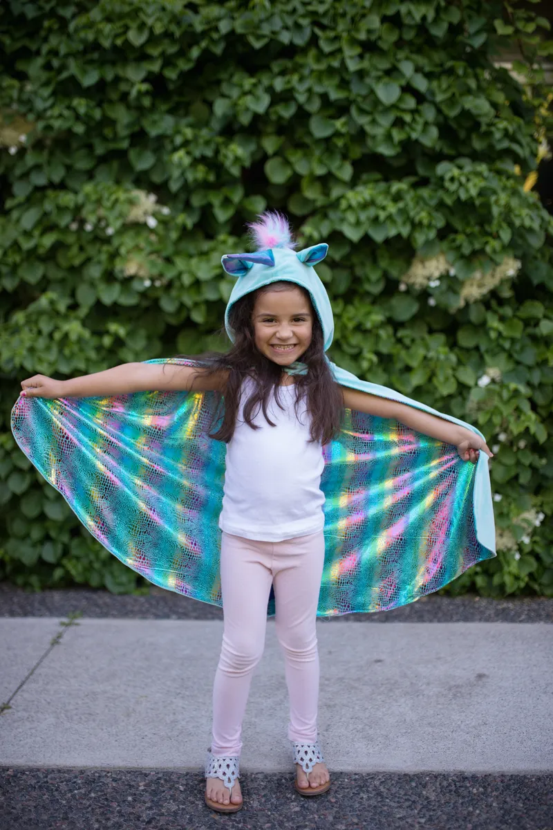 Great Pretenders Rainbow Reversible Unicorn Dragon Cape, Size 5-6