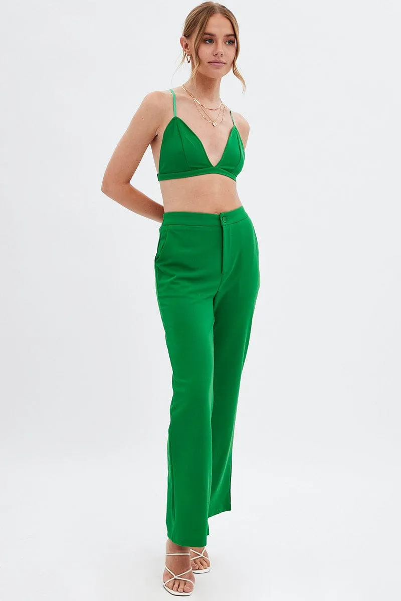 Green High Waist Pants