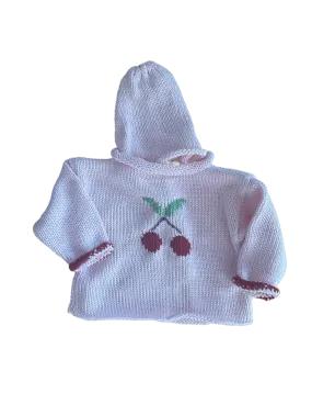 Hand Knit Pink Cherries Rollneck