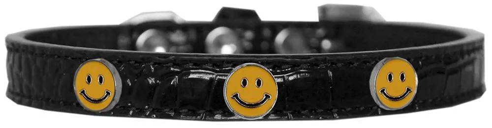 Happy Face Widget Croc Dog Collar Black Size 16