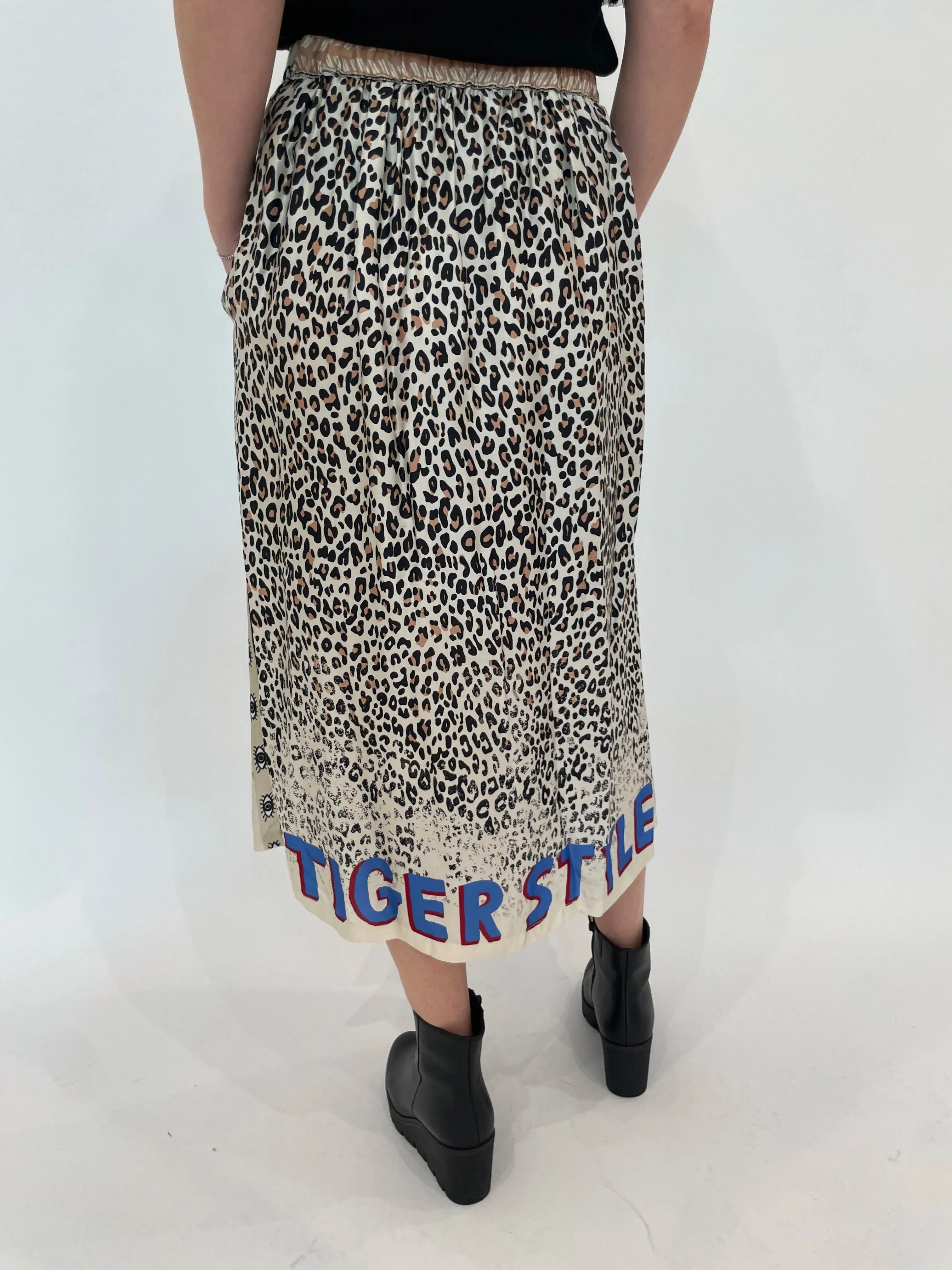 Hayley Sand Printed Viscose Blend Midi Skirt