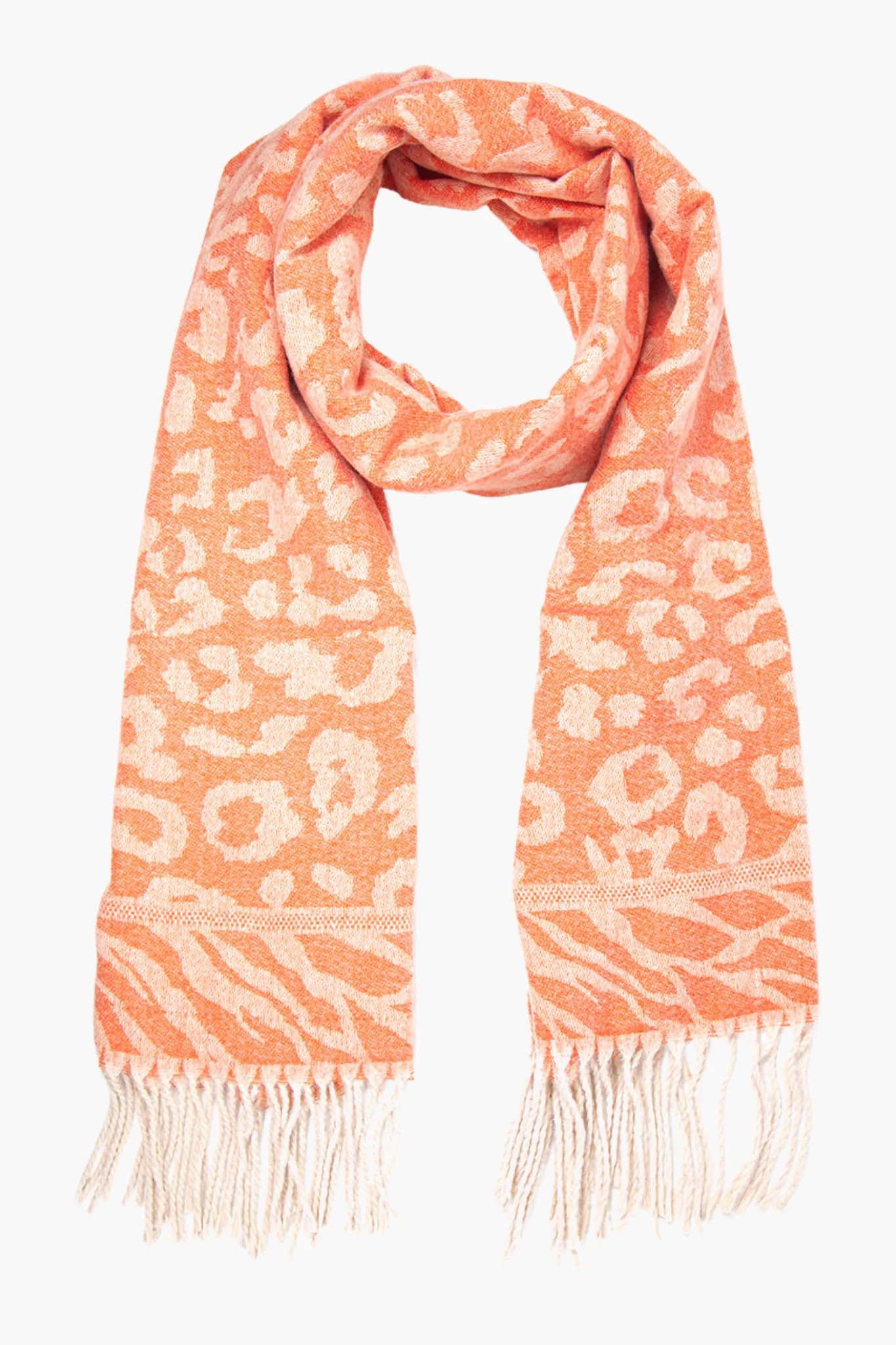 Heavyweight Scarf - Orange, Leopard Zebra