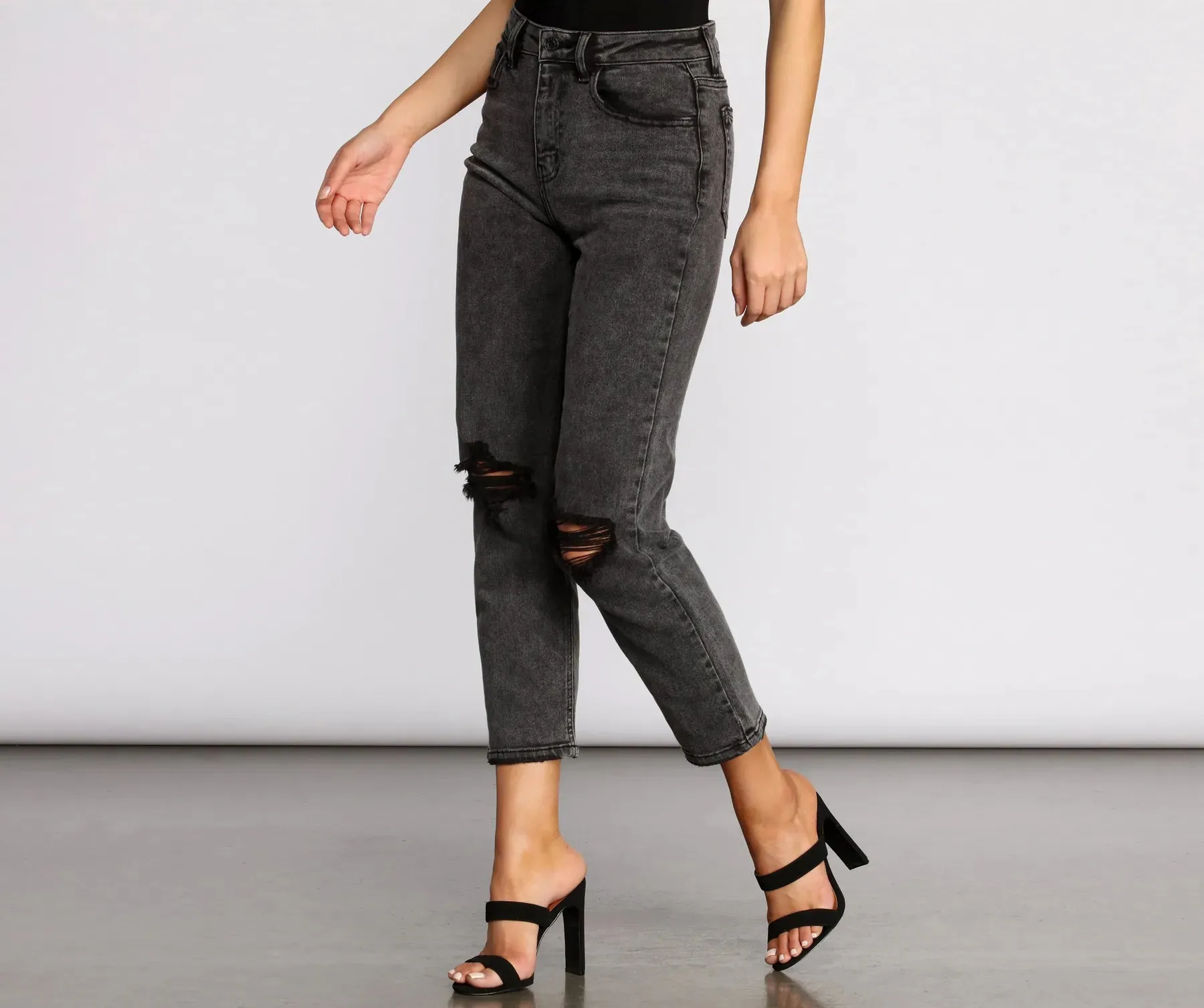 High Rise Acid Wash Jeans