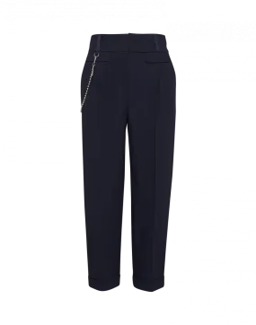 High Understated Navy Hip Chain Trouser