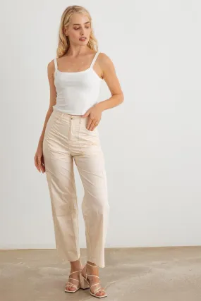 High Waist Six Pocket Wide Leg Cargo Pants