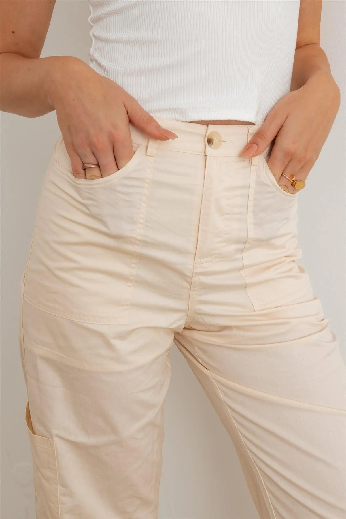 High Waist Six Pocket Wide Leg Cargo Pants