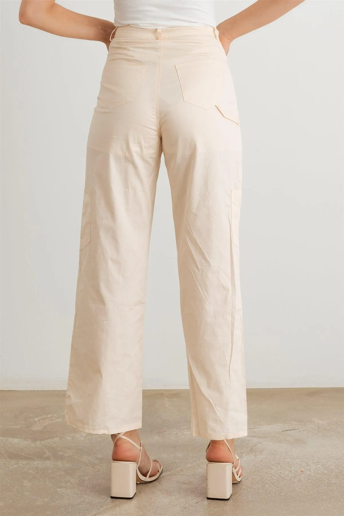 High Waist Six Pocket Wide Leg Cargo Pants