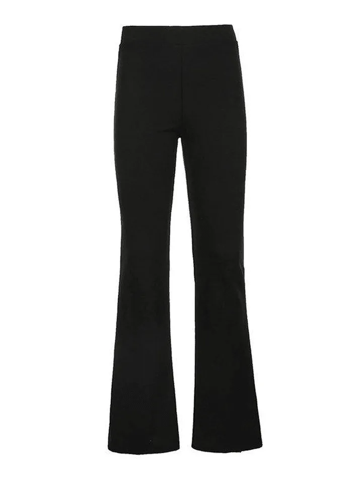 High Waist Solid Flare Leg Pants