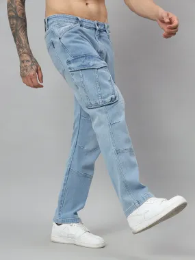 Ice wash cargo jeans