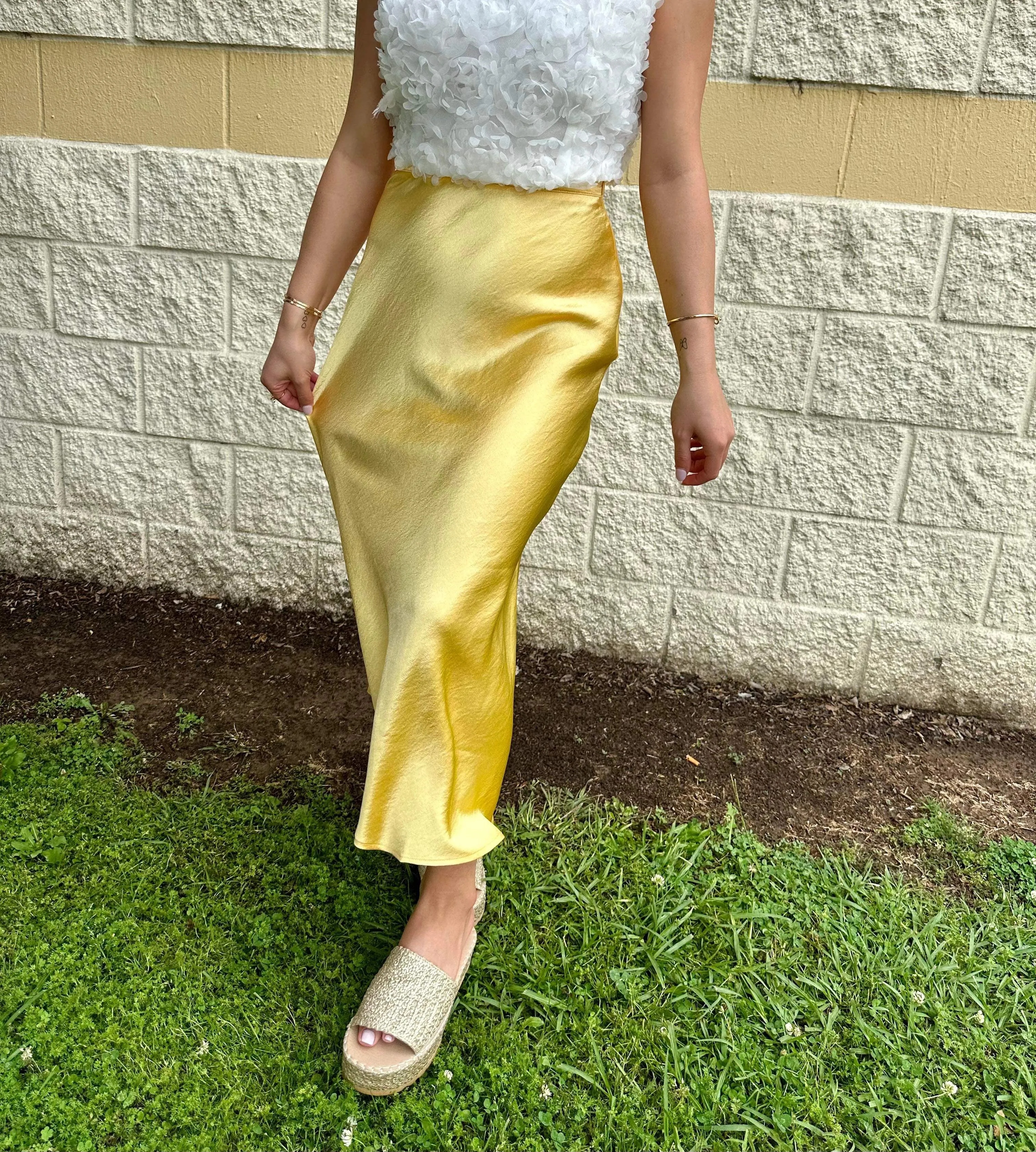 In Due Time Midi Skirt Yellow