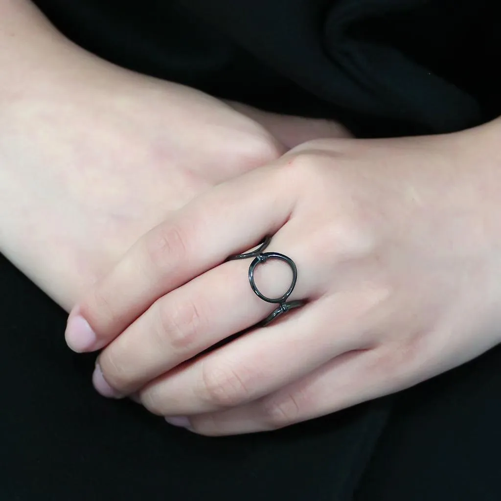 IP Black(Ion Plating) Stainless Steel Ring with No Stone for Women Style TK3568