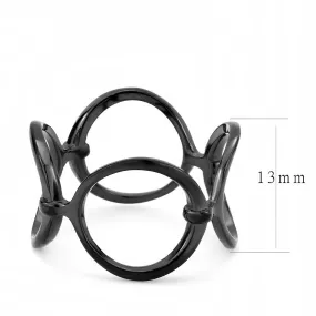 IP Black(Ion Plating) Stainless Steel Ring with No Stone for Women Style TK3568