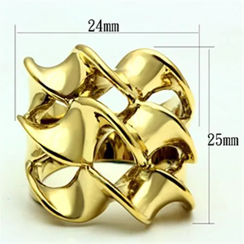 IP Gold(Ion Plating) Brass Ring with No Stone for Women Style GL288