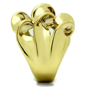 IP Gold(Ion Plating) Brass Ring with No Stone for Women Style GL288