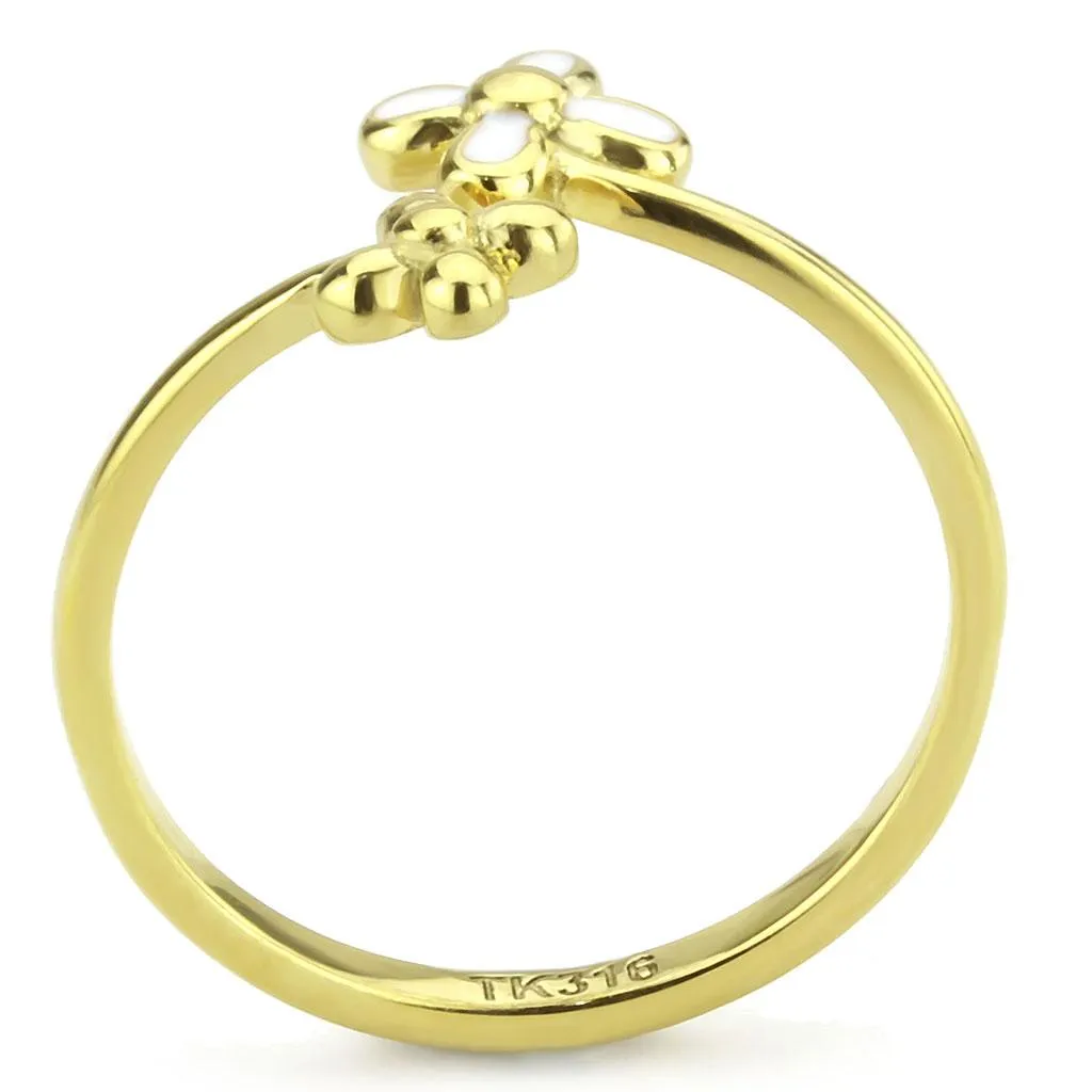 IP Gold(Ion Plating) Stainless Steel Ring with No Stone for Women Style TK3631