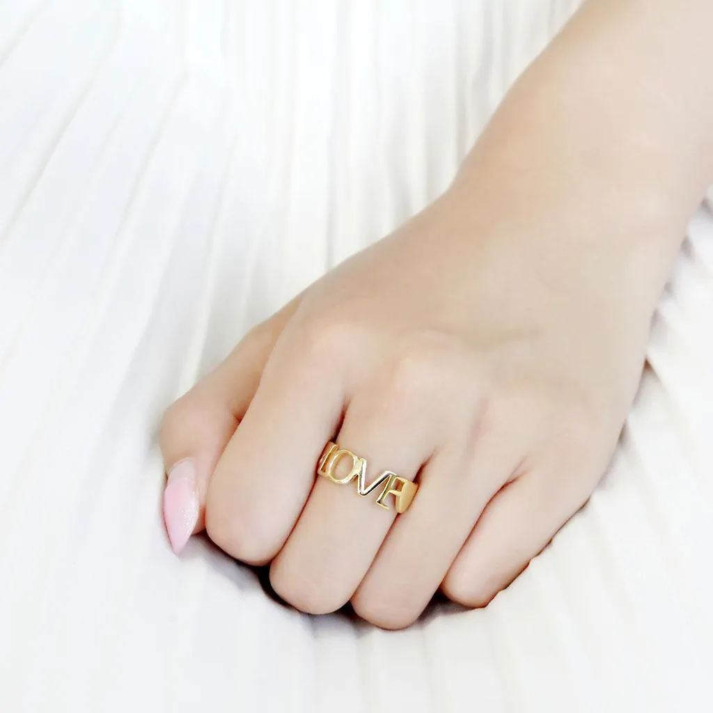 IP Gold(Ion Plating) Stainless Steel Ring with No Stone for Women Style TK3637