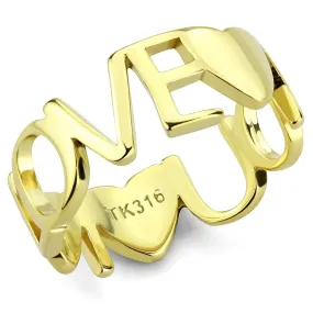 IP Gold(Ion Plating) Stainless Steel Ring with No Stone for Women Style TK3637