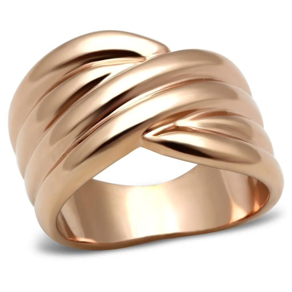 IP Rose Gold(Ion Plating) Brass Ring with No Stone for Women Style GL205