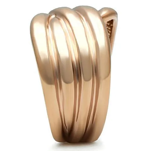 IP Rose Gold(Ion Plating) Brass Ring with No Stone for Women Style GL205