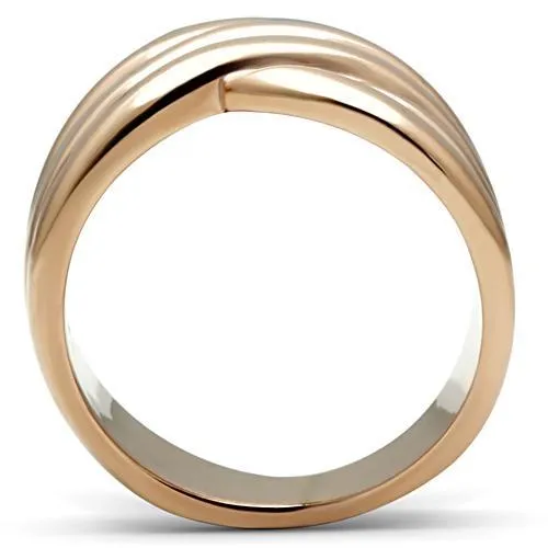 IP Rose Gold(Ion Plating) Brass Ring with No Stone for Women Style GL205