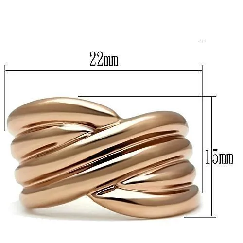 IP Rose Gold(Ion Plating) Brass Ring with No Stone for Women Style GL205