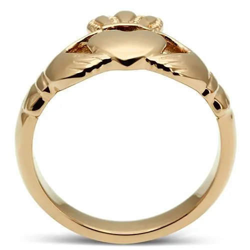 IP Rose Gold(Ion Plating) Stainless Steel Ring with No Stone for Women Style TK160R