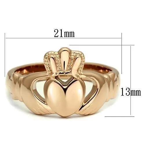 IP Rose Gold(Ion Plating) Stainless Steel Ring with No Stone for Women Style TK160R