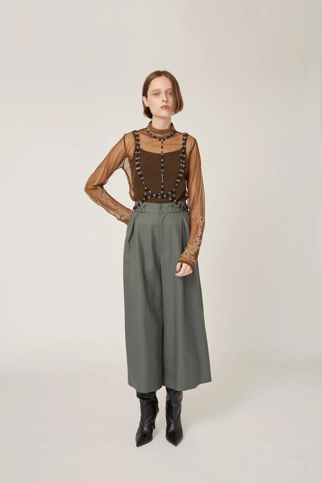 Ivy wool culottes (Khaki)