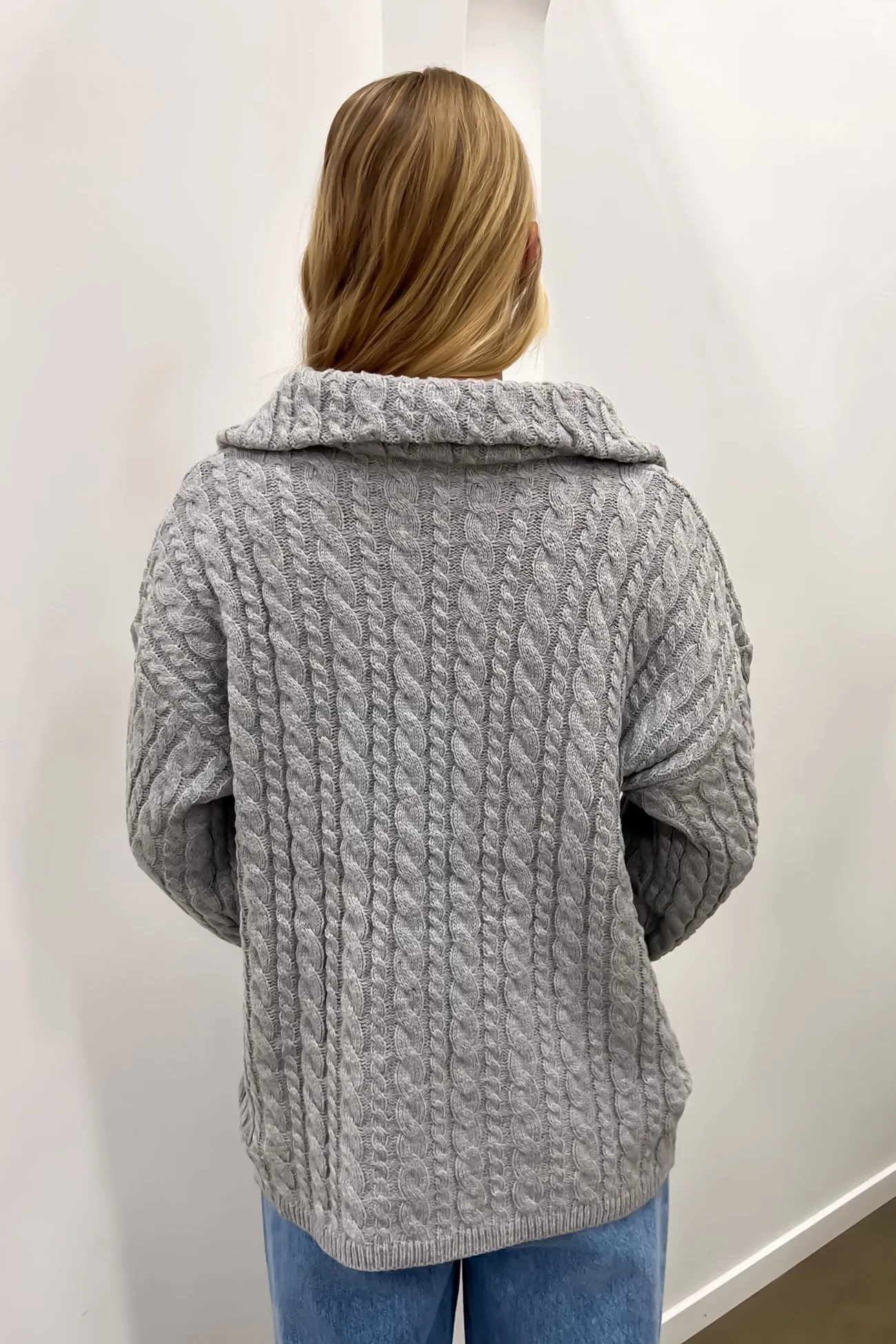 Izak 1/4 Zip Knit Jumper Grey