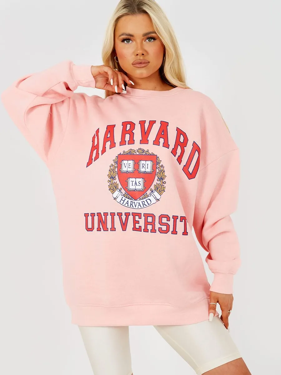 Jane HARVARD Graphic Sweatshirt Jumper In Pink