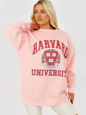 Jane HARVARD Graphic Sweatshirt Jumper In Pink