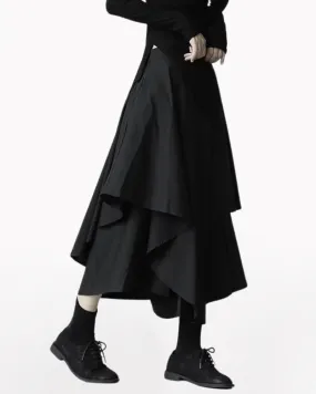 Japanese Wide-Leg Cargo Skirt Pants