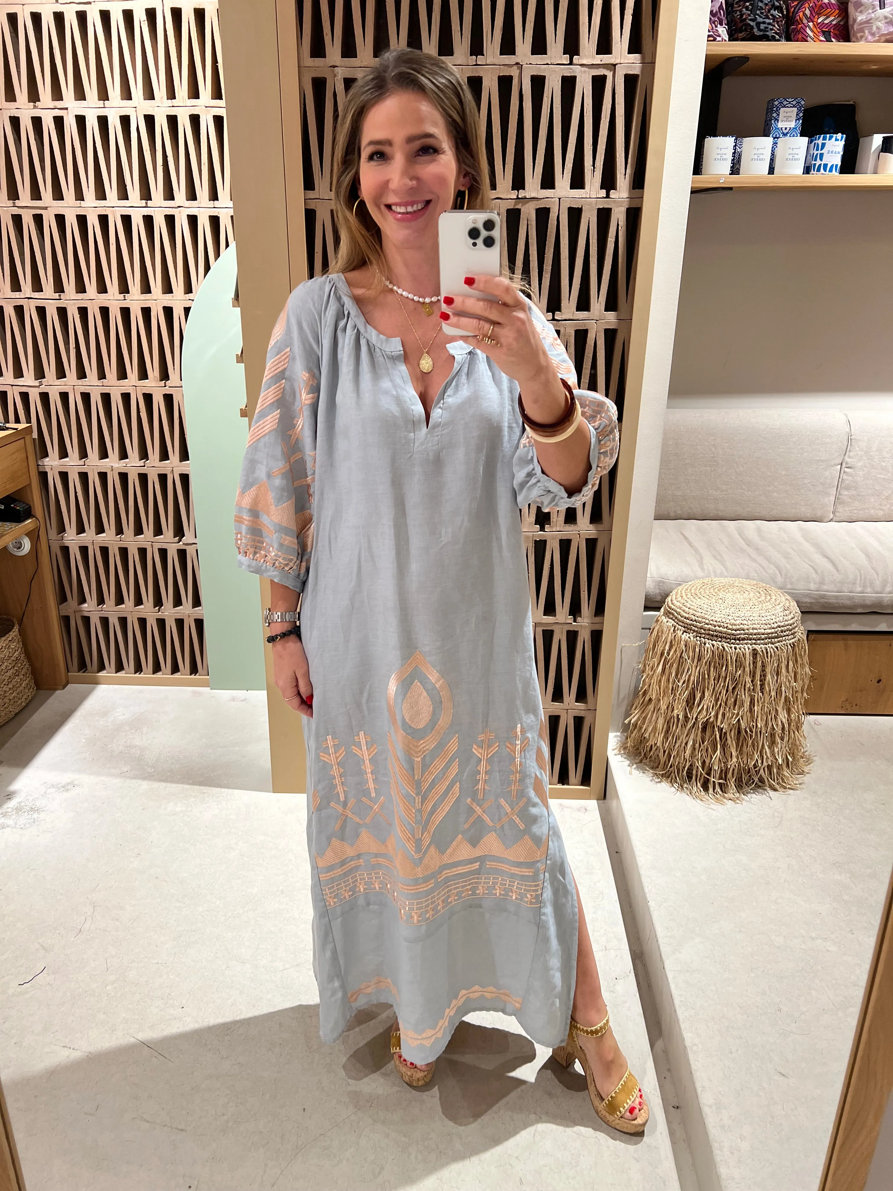 KAFTAN LINEN DRESS "FEATHER"