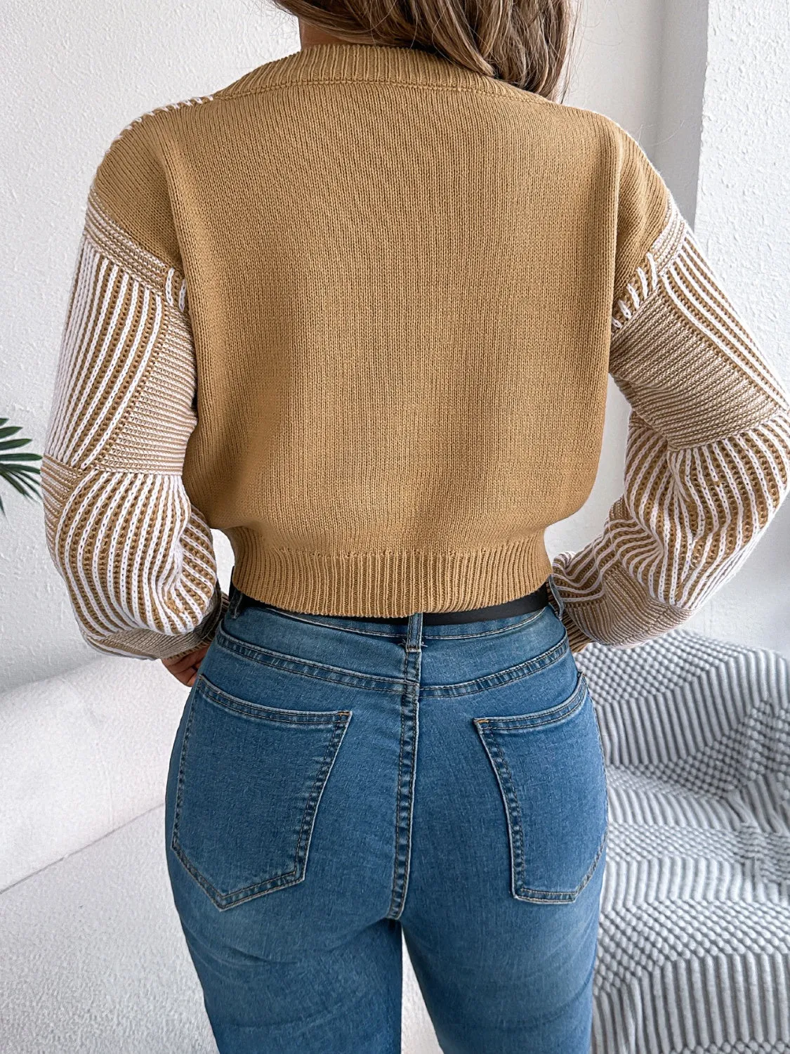 kesley Striped V-Neck Long Sleeve Sweater